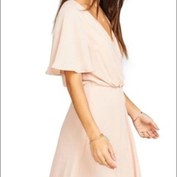 SHOW Me Your Mumu Sophia Wrap Dress Dusty Blush Crisp Nwt - Picture 6 of 15